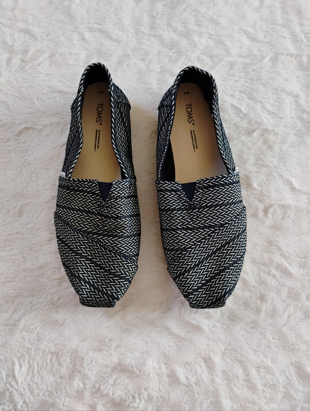 Toms Alpargata Navy Blue Herringbone Woven Shoes
